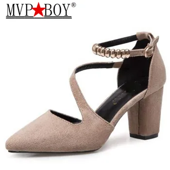 

MVP BOY HOUSE Women Pumps Gladiator heel Shoes Ankle Strap High Heels Cross-tied Thick Heel Pointed Toe Two Piece Footwear