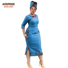Традиционные африканские платья для женщин AFRIPRIDE Половина рукава до середины икры Длина женское Повседневное платье с шарфом A1825012