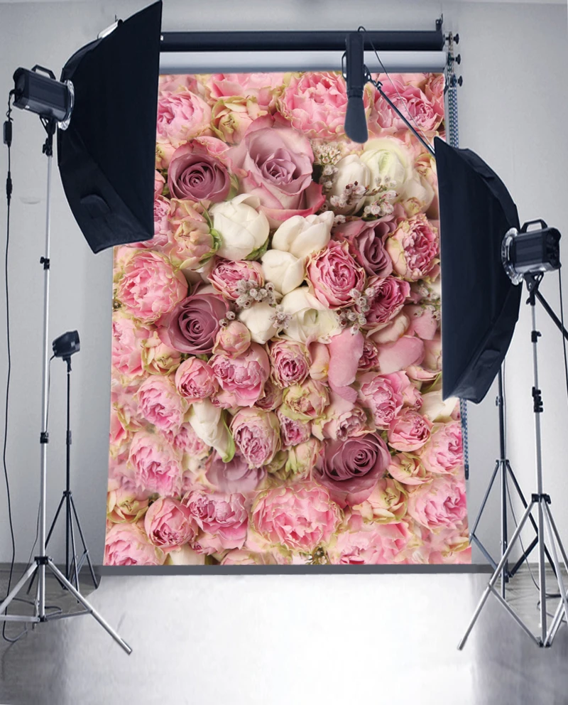 Buy HUAYI Silk Backdrop Pink Rose Photography