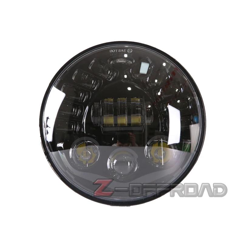 

DOT,SAE,EMARK Approved 7Inch Led Motorcycle Black Round Headlight Projector light Headlamp For