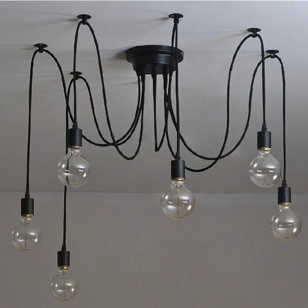 Антикварная винтажная промышленная лампа E27 Edison, держатель лампы, люстра, подвеска, Ретро лампа накаливания, потолочный светильник, розетка 6 головок