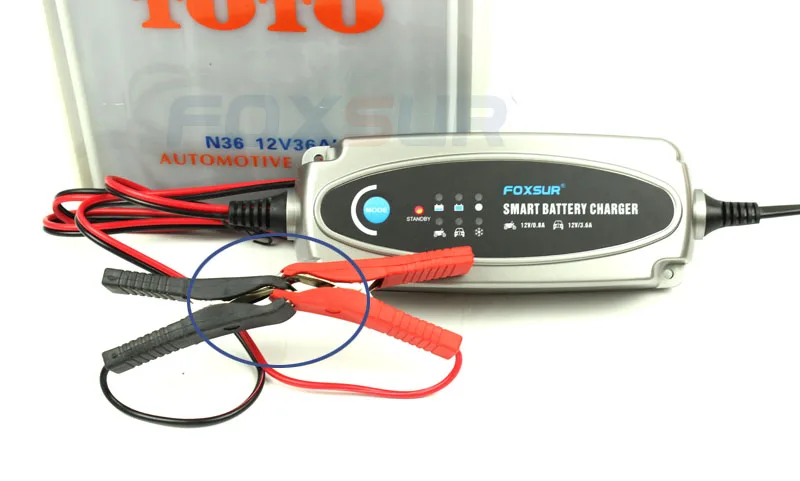 FOXSUR 12 В 0.8A/3.6A смарт-зарядное устройство, зарядный ток на выбор свинцово-Кислотное зарядное устройство для мотоцикла и автомобильное зарядное устройство