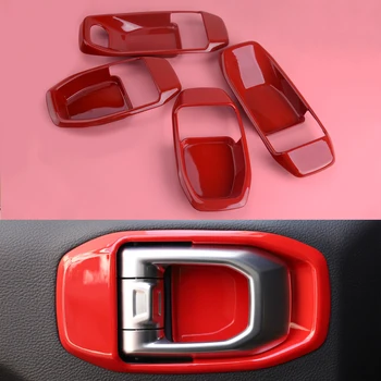 

DWCX 4pcs Red ABS Car Interior Door Handle Bowl Cover Trim Stickers Fit For Jeep Wrangler JL 4-Door 2018