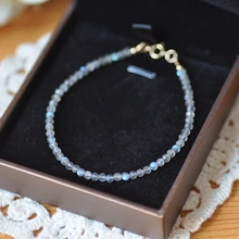 Natrual Shining Labradorite 2 3mm Faceted Beads 925 sterling silver Fashion Bracelet 7 8