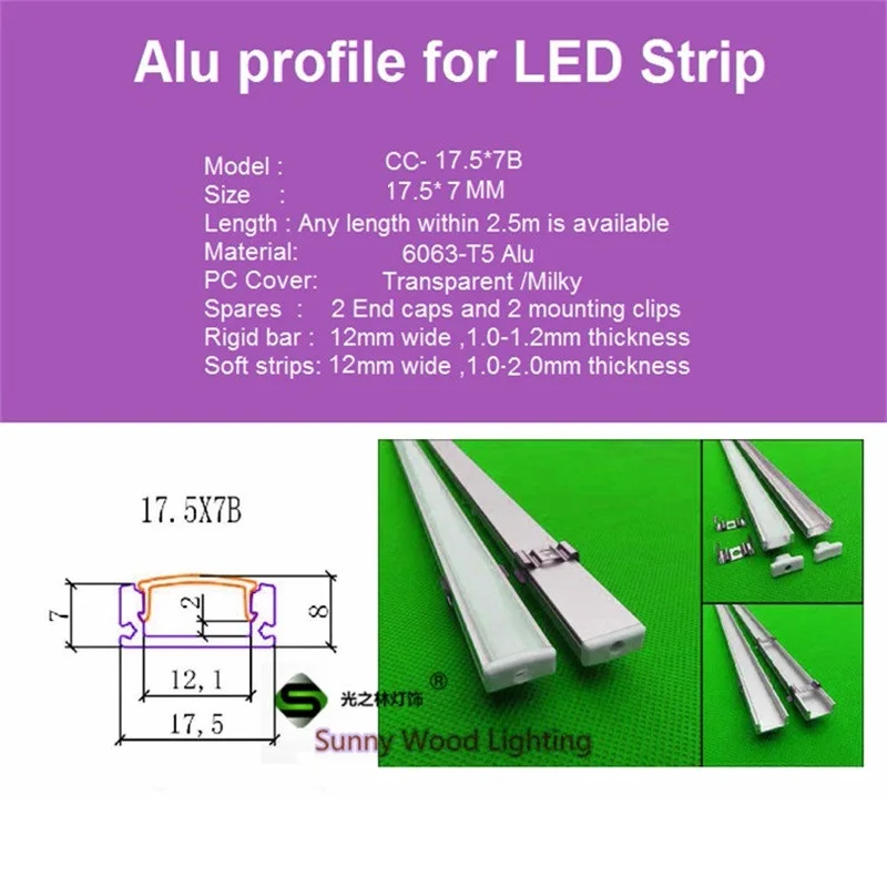 5 шт./лот 0,5 м/катушка светодиодный канал алюминиевый профиль для 5050 светодиодные ленты, молочный/Прозрачный чехол для 12 мм pcb