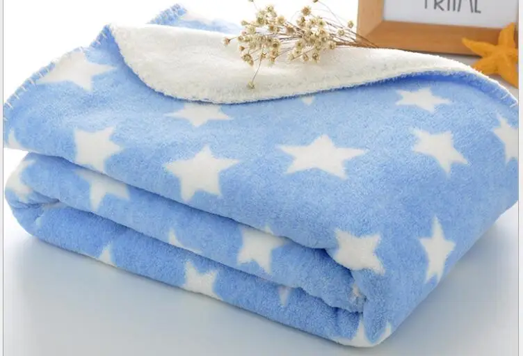 Детское одеяло Термальность коралловый флис Star Одеяло младенческой Пеленальный Обёрточная бумага получения коляски кроватки