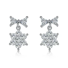 Высокое качество фианит Фианит, циркон, кристалл лук и звезда серьги гвоздики в белом золотом цвете