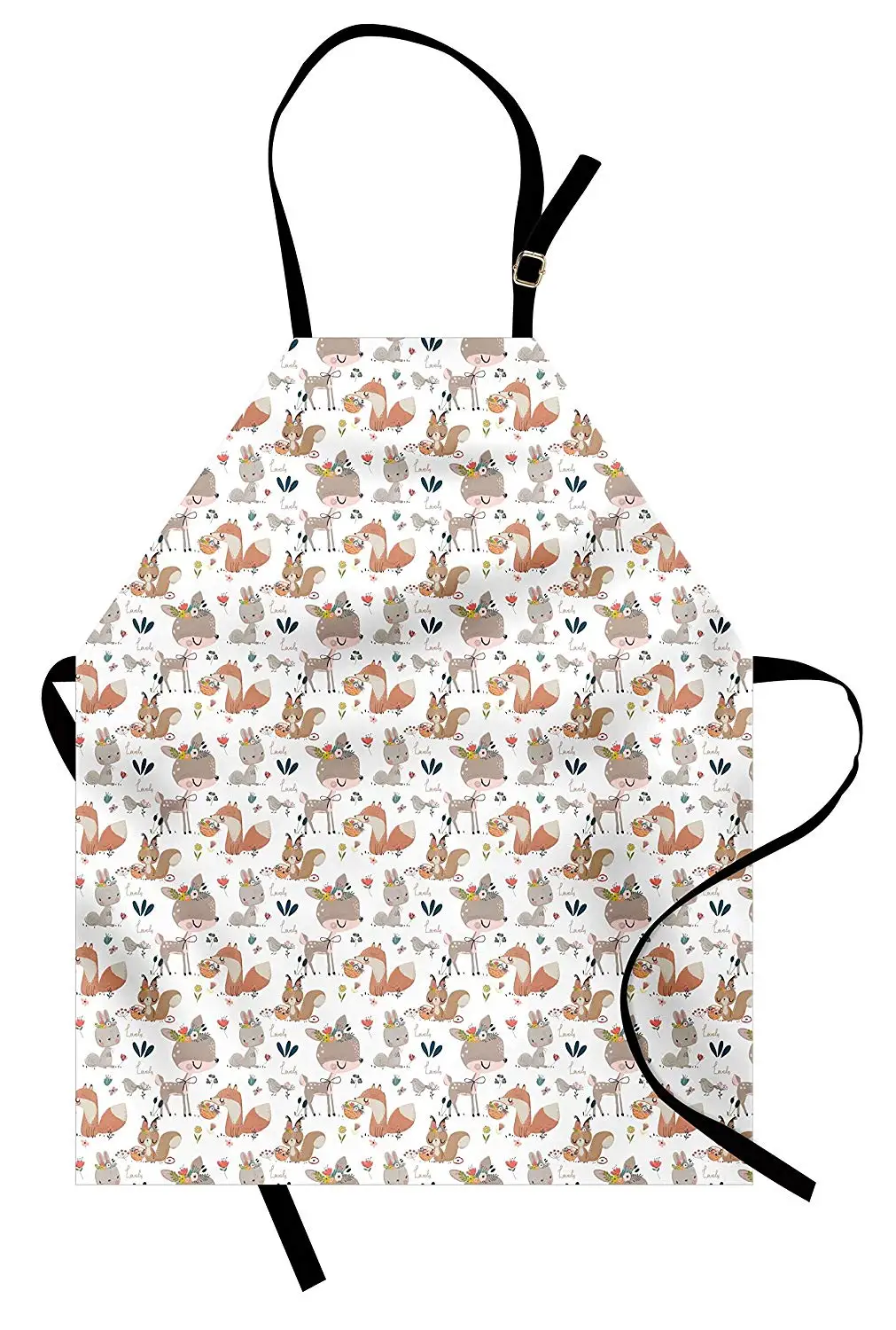

Forest Apron Fox Gazelle Rabbit Pastel Flowers Birds Butterfly Botanical Magic Nature Artistic Kitchen Bib Apron Cooking Baking