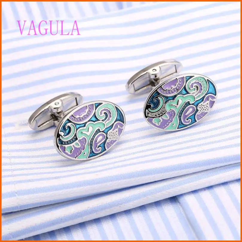 

VAGULA Drop Ship Silver Enamel Cuff links Fashion Men French Shirt Cufflinks Gemelos Wedding Jewelry 156