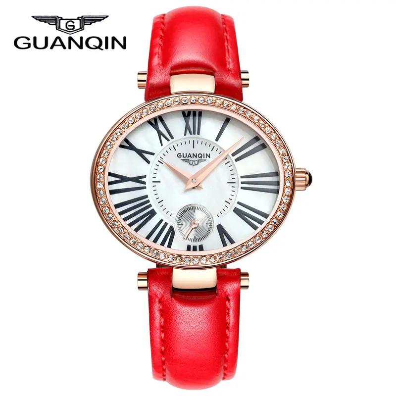 

2015 new fashion Watches women Luxury Brand GUANQIN Genuine Leather Strap Casual Waterproof Watch relogio masculino