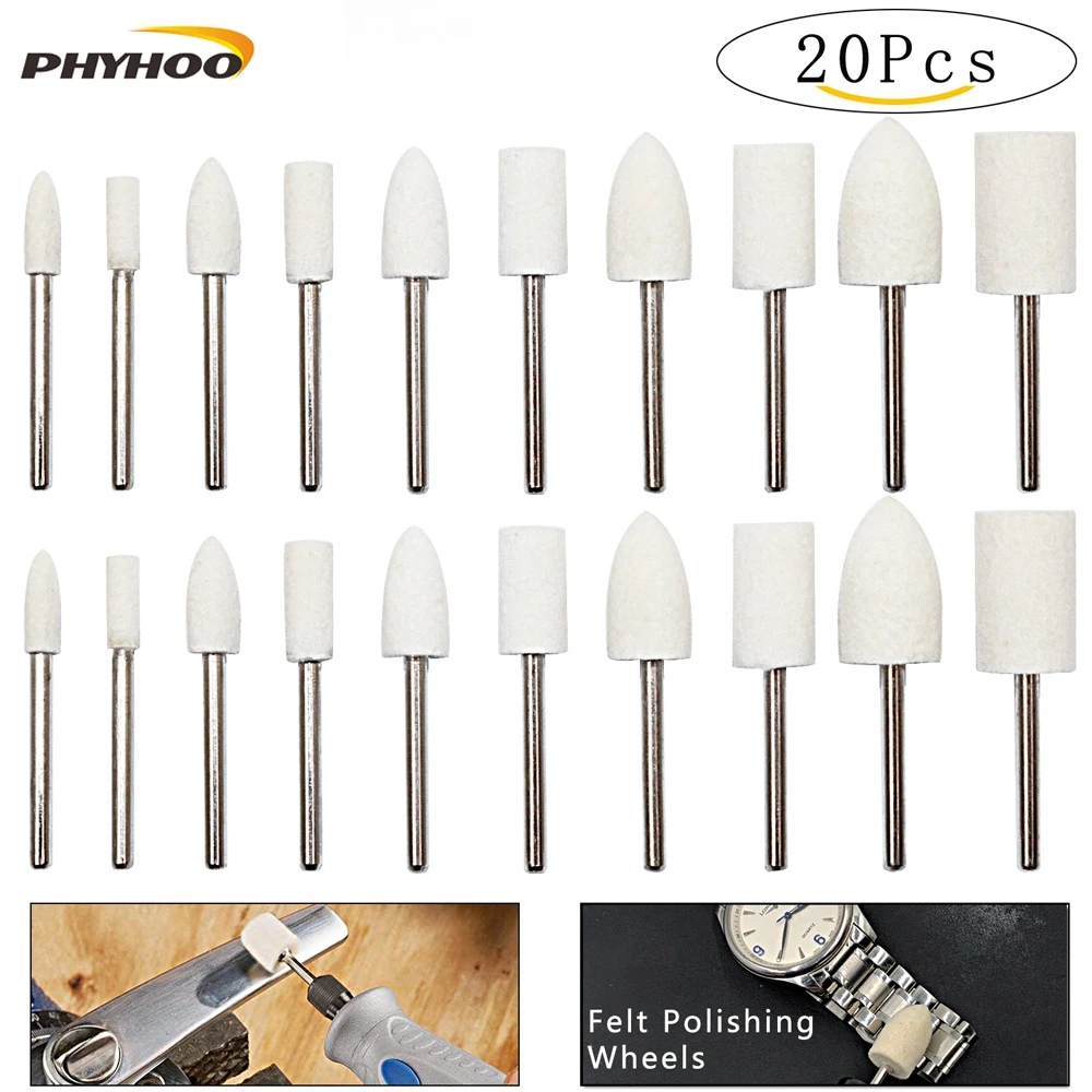 Wool Felt Mounted Mandrel Grinding Grinder Head Polishing Buffing Bits