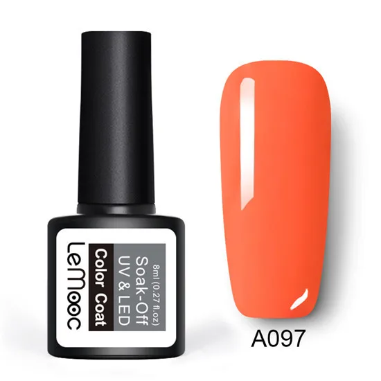 LEMOOC, 8 мл, Гель-лак для ногтей, для маникюра, полууф и светодиодные перманентные эмали, чистый блеск, дизайн ногтей, верниш, замочить, гель-лаки - Цвет: A097