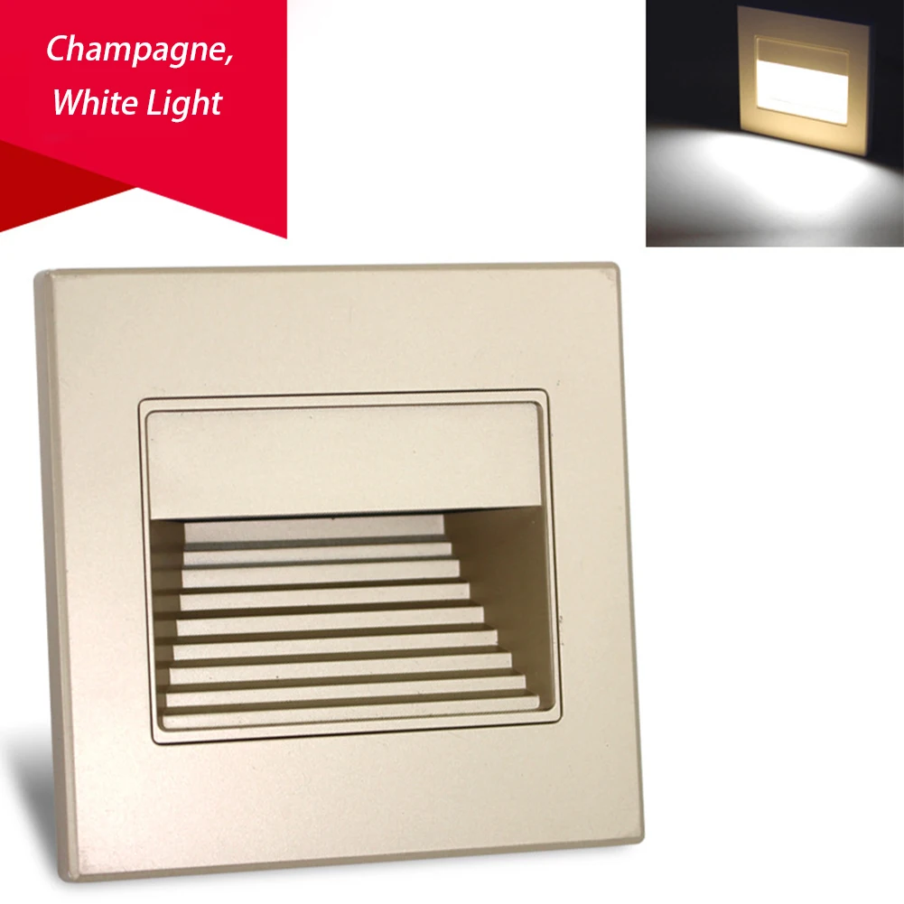 

85-260V Stair Step Light Recessed Modern Corner Garden Led Lamp Hall Indoor Pathway Wall Path Footlight Switch ABS