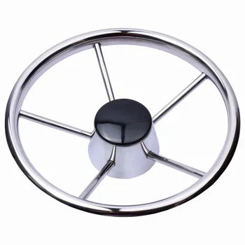 

13-1/2'' Boat Stainless Steel Steering Wheel 5 Spoke 25 Degree for Marine Yacht