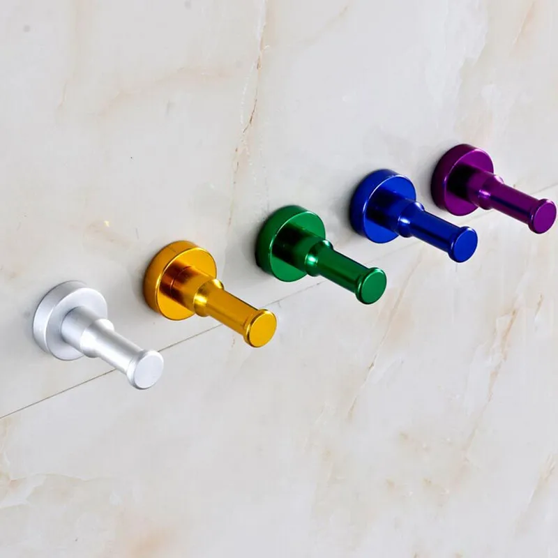 

1pc Space Aluminum Towel Wall Hook Nail Bathroom Kitchen Clothes Key Hat Rack Bag Hanger Holder 6 Colors QB976672
