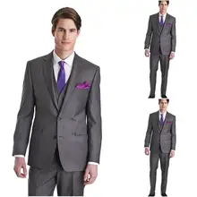 2 пуговицы серый Нотч высокое качество красивый костюм Homme мужской костюм(куртка+ брюки+ жилет+ галстук) формальные модные Для мужчин костюмы