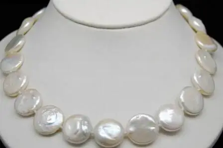 Charming 13-15MM white Natural Shape coin pearl necklaces 18&quot Long | Украшения и аксессуары