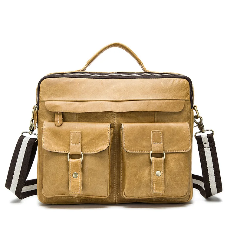 MYOSAZEE мужской натуральная кожа Бизнес сумка Для мужчин сумки мягкая ручка 14 дюймов мешок