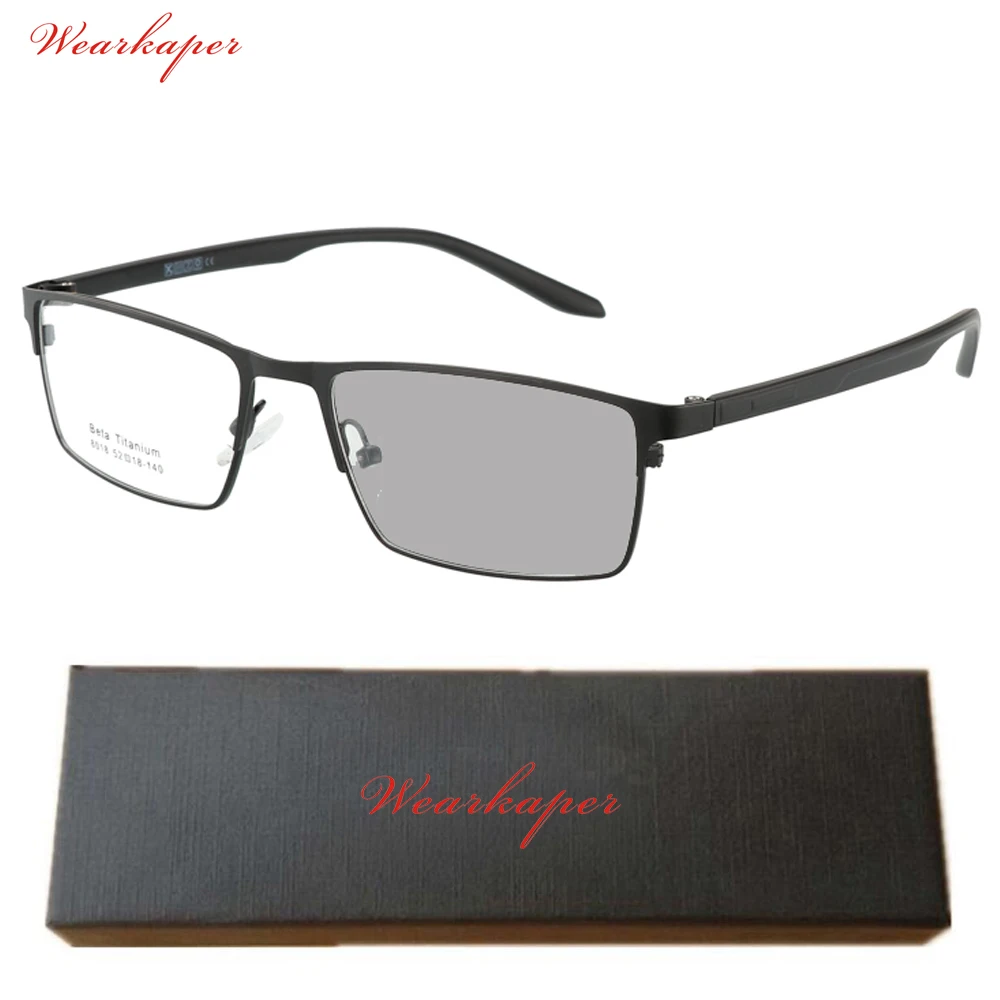 

WEARKAPER Transition Sunglasses Photochromic Reading Glasses Men Titanium alloy Frame Men Presbyopia Eyewear diopters glasses