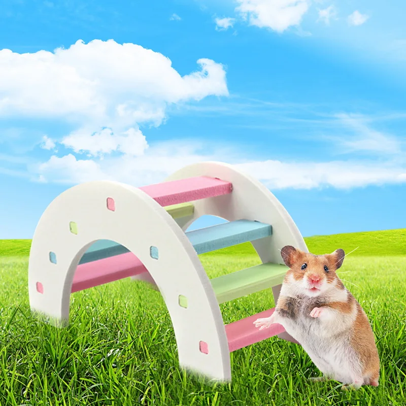 Wood Molar For Hamster Colorful Arch Bridge Cute Chew Toy for Small Animals Cage Accessories 1 Pcs | Дом и сад