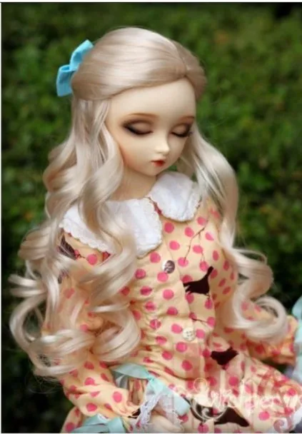 JD028 1/12, красивый длинный парик для куклы BJD, 3-4 дюйма, крошечные куклы, синтетические парики из мохера, Алиса, фэнтези, аксессуары для куклы BJD