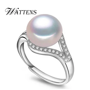 

WATTENS Fashion pearl jewelry accessories, Natural Freshwater pearl ring for women gift, 925 sterling silver ring, wedding rings