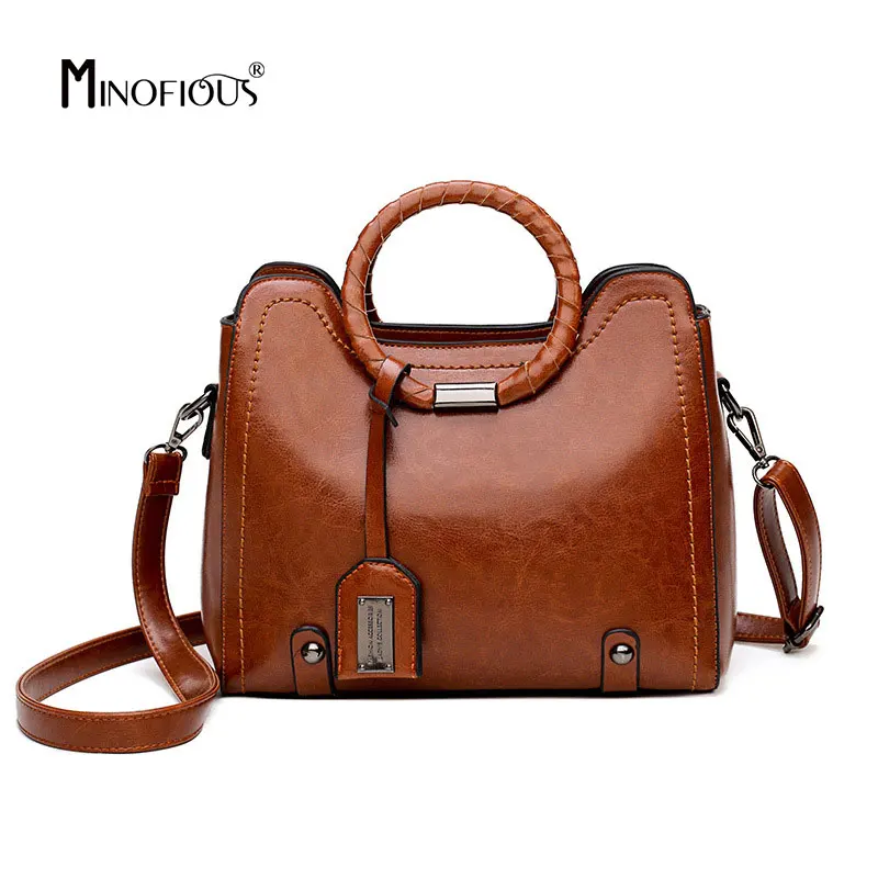 

MINOFIOUS Multifunctional PU Leather Handbags Vintage Women Shoulder Bag European and American Fashion Ladies Messenger Bags