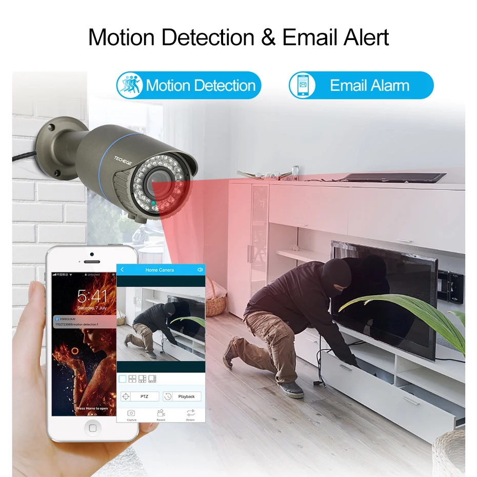 Techege HD 4.0MP H.265 2.8-12mm Motorized Zoom Lens 2592*1520 ip camera outdoor weatherproof bullet