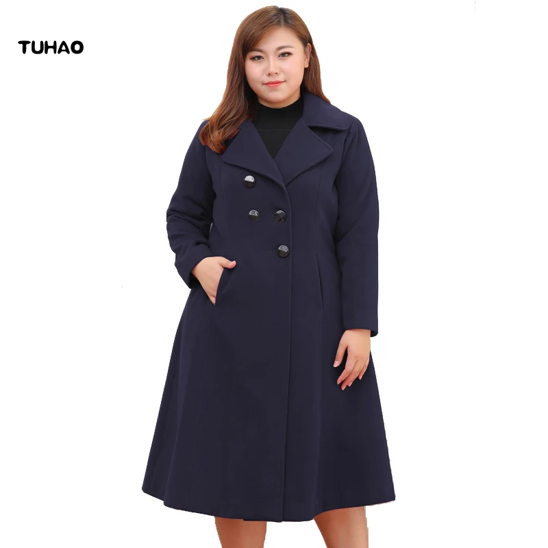 

TUHAO Plus Size 8XL 9XL 10XL Winter Women's Wool Blends Coats 2018 Office Lady Long Overcoat Warm Wool Jacket Female Coats MS