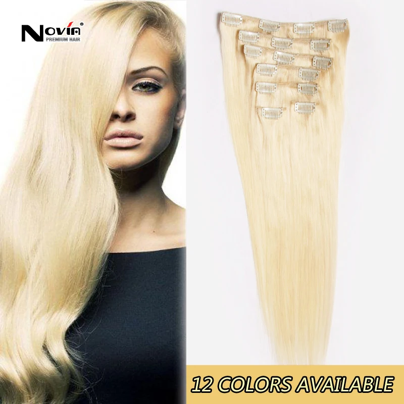 Color #613 Clip in Human Hair Extensions Blonde Human Hair ...