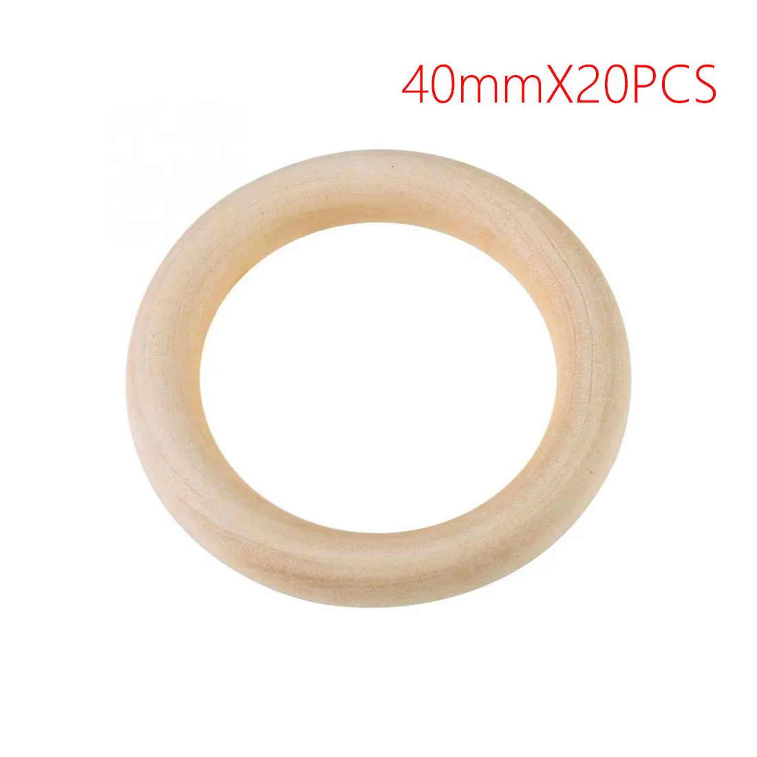 25mm-68mm Natural Wooden Baby Teething Rings Infant Teether Toy Necklace Bracelet For 3-12 Month Infants Tooth Care Products - Цвет: 40mmX20PCS