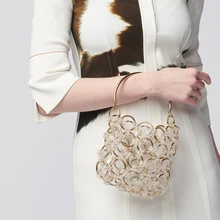 Женские Роскошные сумки с металлическим кольцом, прозрачные женские модные вечерние сумки из ПВХ, золотая ручка, женские дизайнерские сумки