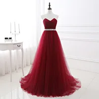wine red Винно красные длинные вечерние платья Милые кружевные платья в пол на вечеринки и выпускной с бисером и без рукавов - Цвет: wine red