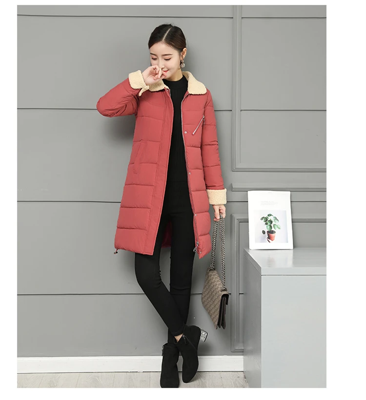 Women Jacket Winter Coats Long Outwear Jackets Cotton Padded Clothing Zipper Warm Winter Jacket 2018 Korean Ladies Coat CH642 (2)