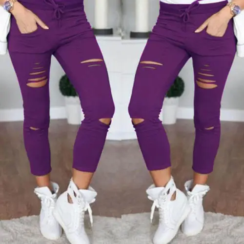 Women-Leggings-Ladies-Stretch-Faded-Ripped-Slim-Fit-Skinny-Denim-Jeans-Pants-USA