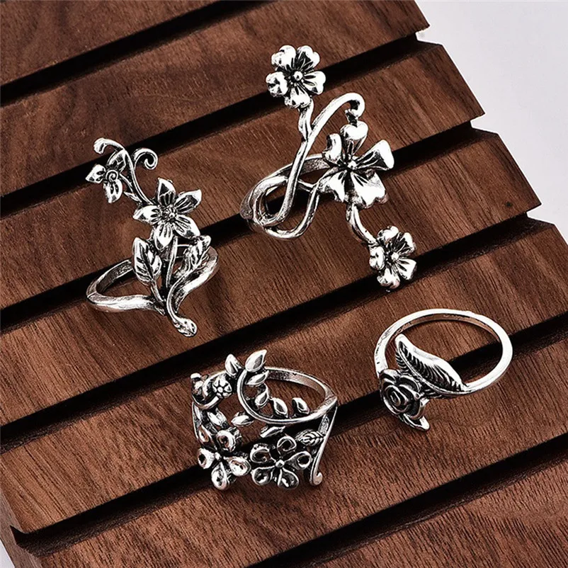 2018 New Arrival Fashion Natural Gemstone Fire Opal Diamond Ring Wedding Retro Jewelry Rings for women Ring Set J13#N (4)