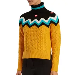 ВЗЛЕТНО посадочной полосы брендовая Дизайнерская обувь свитер для женщин зимние теплые желтые водолазка твист свитеры для цвет блок