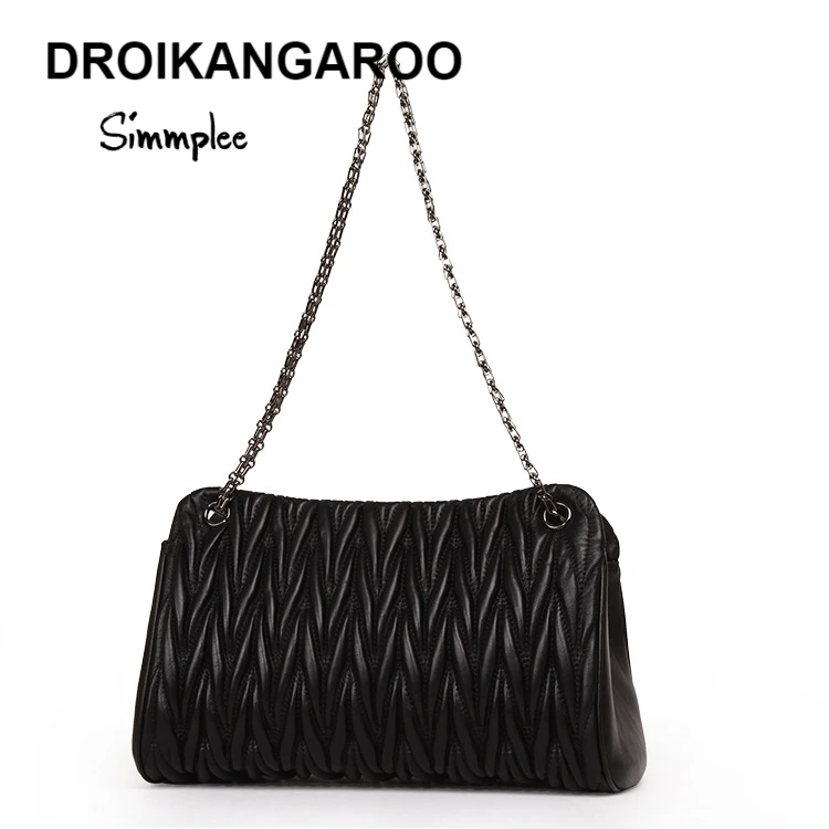 

Lambskin Luxury Handbags Women Shoulder Bags Wrinkle Chain Designer Fashion Genuine Leather Handbag Crossbody for Lady
