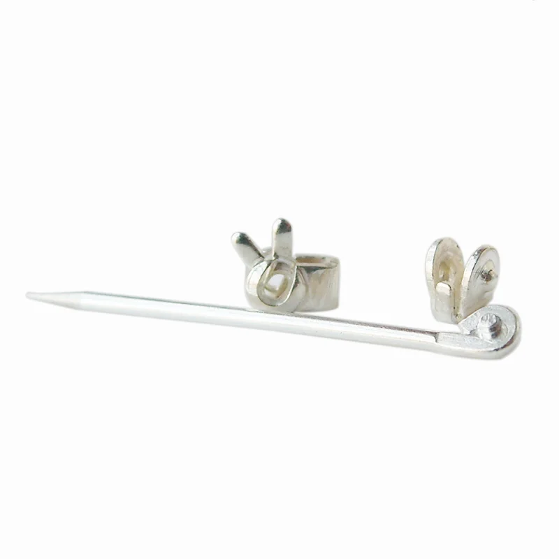 Badge Brooch Pins,solid 925 Sterling Silver Catches Joints Pinstems