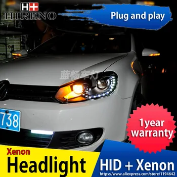 

Hireno Headlamp for 2009-12 Volkswagen Golf 6 Golf6 Headlight Headlight Assembly LED DRL Angel Lens Double Beam HID Xenon 2pcs