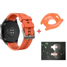 5 цветной ремешок для huawei watch GT ремешок на запястье ремень+ мягкий чехол для huawei watch GT закаленное стекло Защита экрана