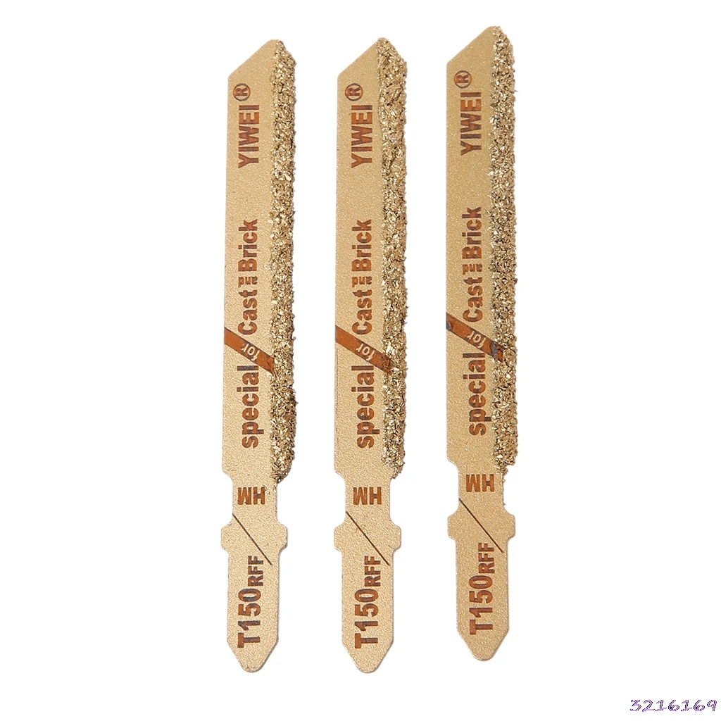 

3pcs 3" T150 Carbide Grain 50 Grit T-Shank Jigsaw Blades Ceramic Tile Cutting Tool New