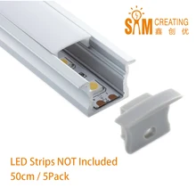 UnvarySam 5 шт. 0,5 м 15 мм глубокий скрытый монтаж алюминиевый профиль для светодиодов с фланцем, совместимый с шириной полосы в пределах 12 мм