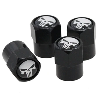 

HAUSNN 4Pcs/Pack Car Accessories Punisher/Skull Logo Sticker Wheel Tire Valve Caps Stem Auto Styling For VW Benz Audi Ford