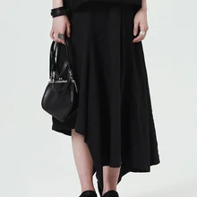 Cakucool Новая черная юбка рами асимметричный дизайн льняные средней длины юбки хаки Империя Япония стиль летние юбки женская одежда