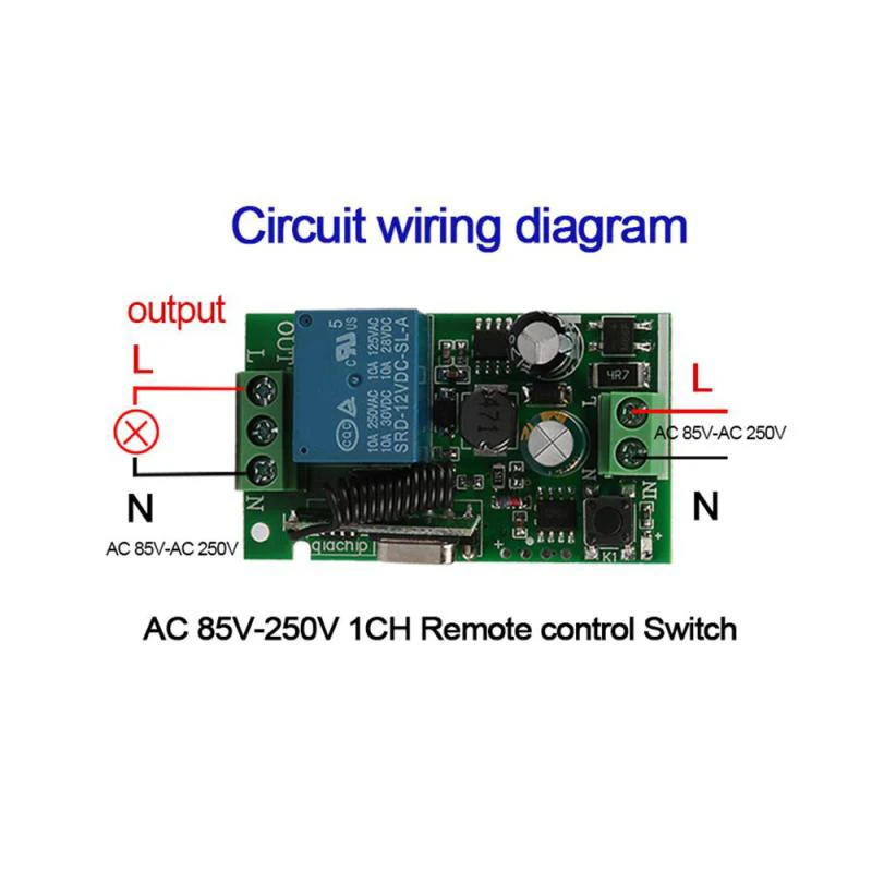 Универсальный 433 MHz AC 220 V 1 канальный пульт дистанционного управления мини беспроводной релейный модуль приемника для 433 MHz RF передатчик Garag