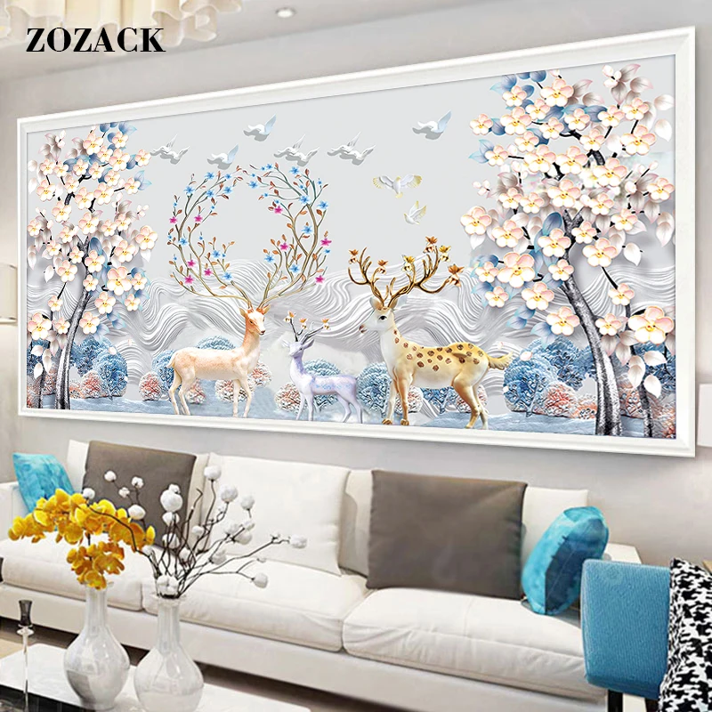 

Zozack chinese cross stitch kits embroidery needlework sets cross stitch printed counted Fortune deer,elk patterns cross-stitch