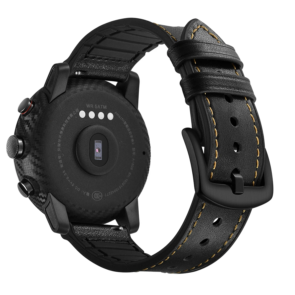 22 мм кожаный ремешок для Xiaomi Huami Amazfit PACE Stratos Смарт-часы браслет для Xiaomi Amazfit ремешок из натуральной кожи ремень