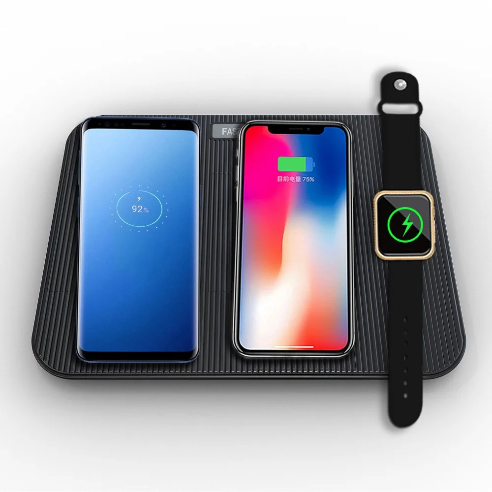 Складной Беспроводное зарядное устройство для Apple Watch iwatch 1234 группа iPhone XR XS Макс 5 Вт 7,5 Вт AirPods гарнитура зарядки кронштейн для samsung