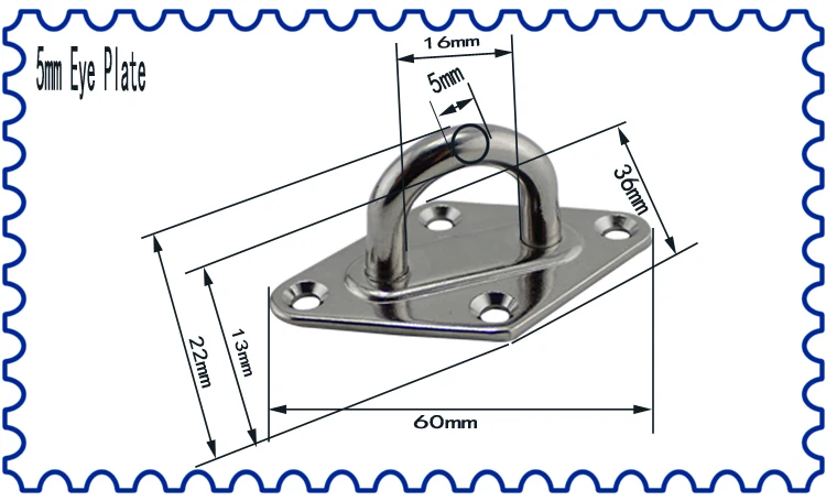 Морская нержавеющая сталь 316 Алмазная прокладка пластины с проушиной штапельное кольцо крюк петля лодка морская яхта тент парус Привязать вниз 5 мм 6 мм 8 мм 10 мм